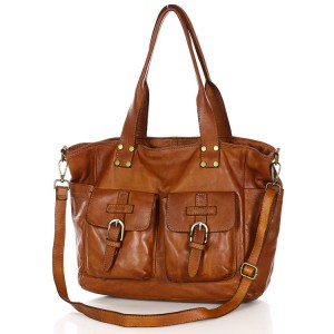 11B. Praktische Handtasche Schultertasche für Damen im Schwarz & Braun aus echtem italienischen Leder